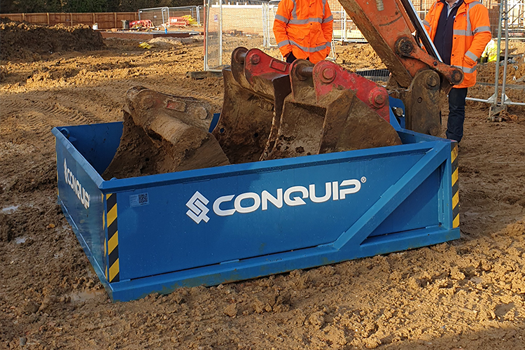 excavator bucket box filled with buckets