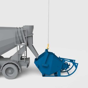 concrete column skip filled with concrete from a truck